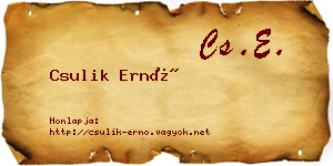 Csulik Ernő névjegykártya