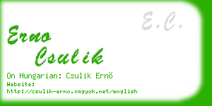 erno csulik business card